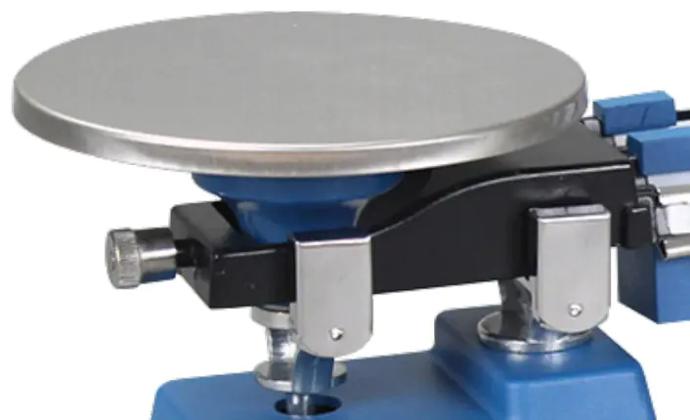 The stainless steel pan on this triple beam balance line is easy to clean and lasts decades, even under hard work conditions.