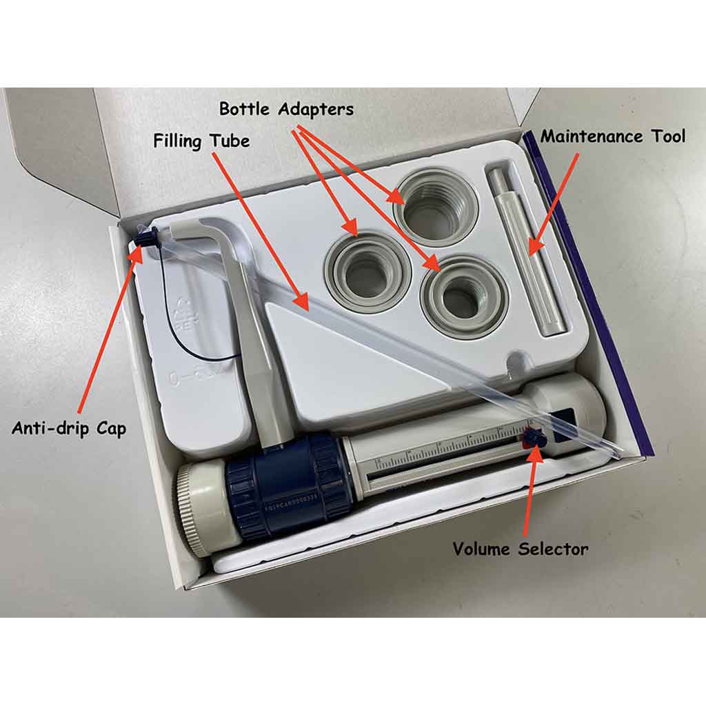 SCILOGEX SCI-Spense Bottletop Dispensers, in four fully adjustable volume sizes