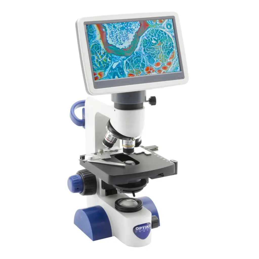 B-60 Monocular brightfield microscope, 400x, with 7" monitor bundle