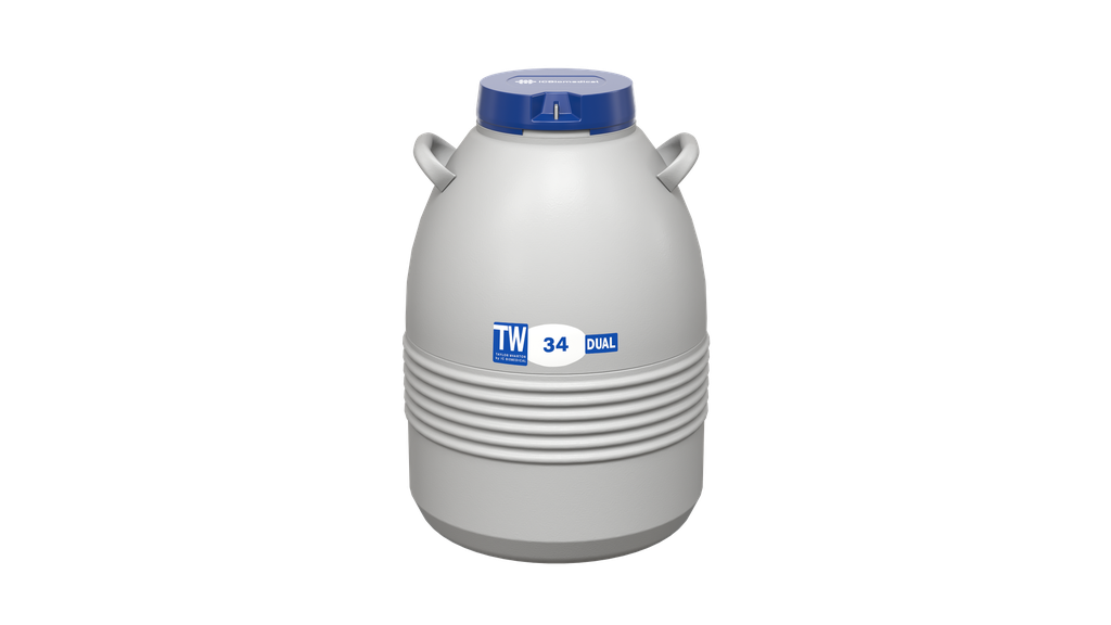 Taylor Wharton by IC Biomedical – 34 Dual Series Small LN2 Freezer/Dry Shipper (Capacity: 2100 x 1/2cc Straws)
