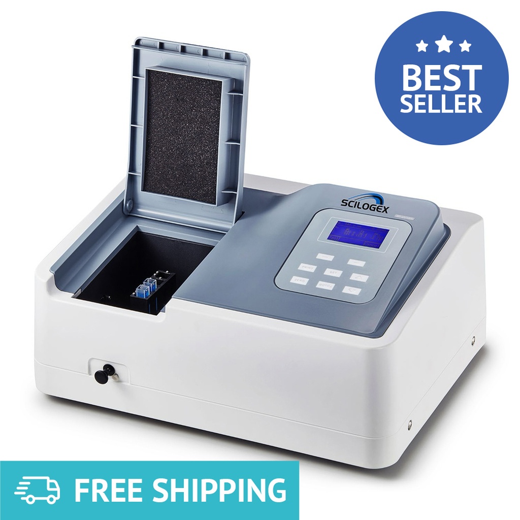 SCILOGEX SCI-UV1000 UV/Vis Spectrophotometer Deuterium lamp and Halogen lamp 200-1000nm, 4nm bandwidth