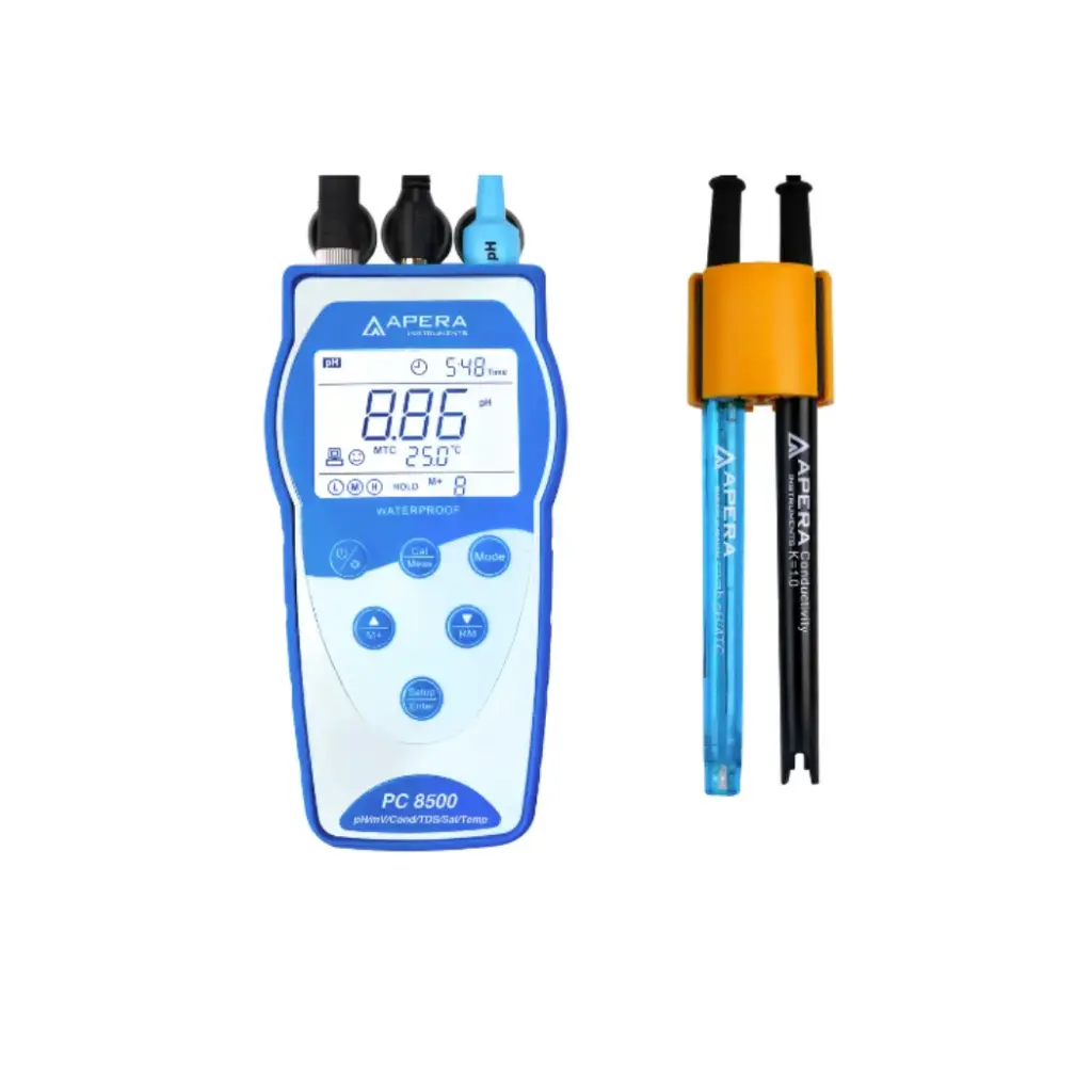 PC8500 Portable pH/Conductivity Meter Kit with GLP Data Logger and USB Data Output