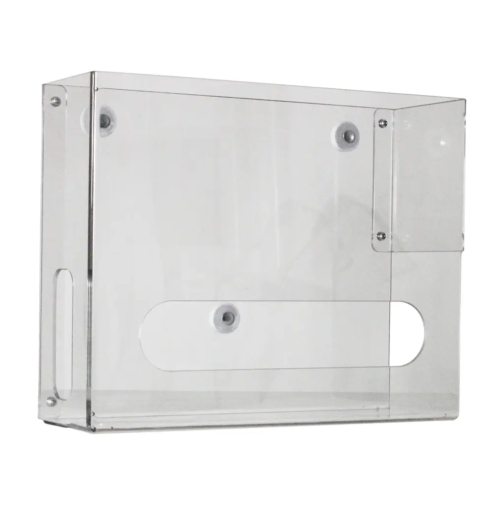 Vertical Two-Bin Large Clear Kimwipe Dispenser Magnet Mount