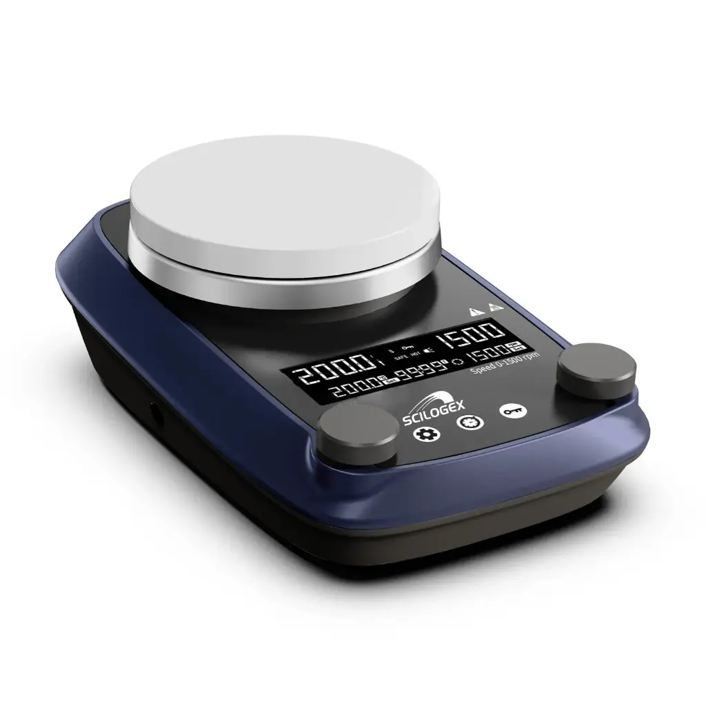 SCILOGEX SCI-5ST LCD Digital 5 in. Circular Magnetic Stirrer, ceramic plate, with Timer, 110V, 50/60Hz US Plug