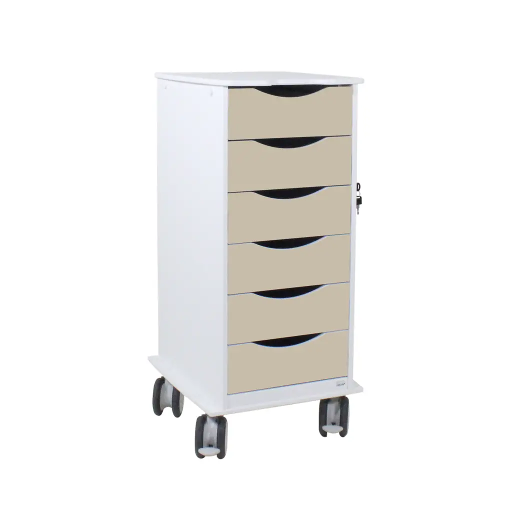 Core SP Cart with 6 Almond Beige Drawers