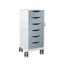 Core SP Cart with 6 Silver Metallic Drawers