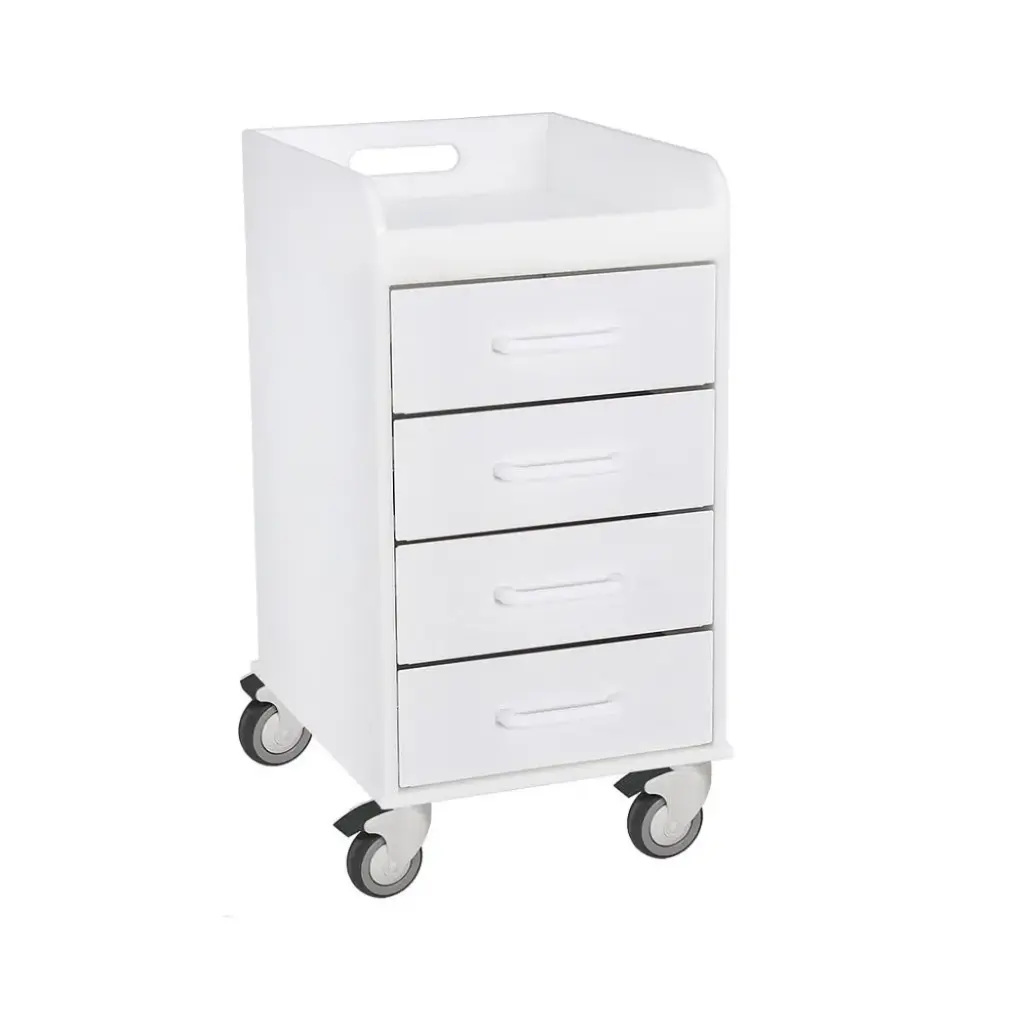 Polyethylene Compact Locking Cart, 14" Width x 27" Height x 19" Depth, 4 Drawers