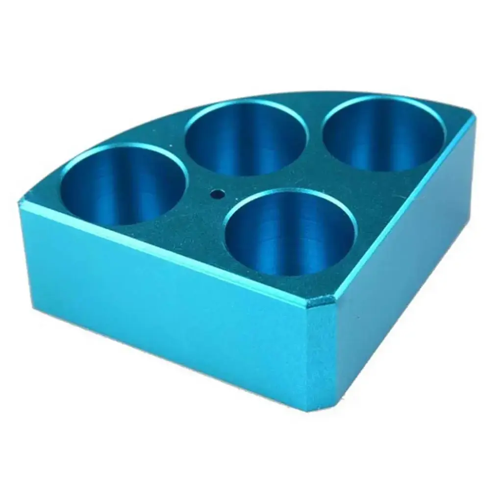 Aluminum Blue quarter reaction block, 4 holes 30 ml reaction vessel 28mm dia x 30mm depth