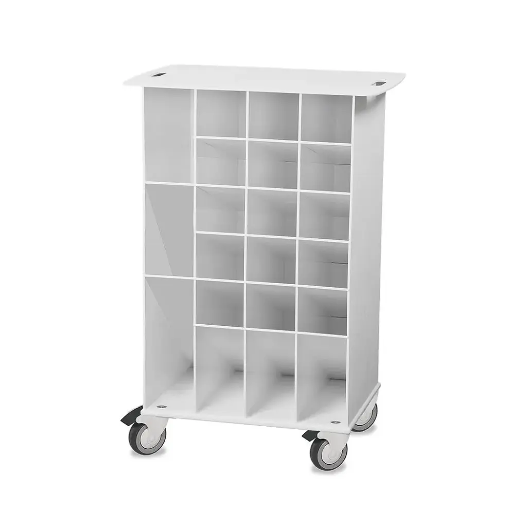 Angled Pipette Cart with White Drawers