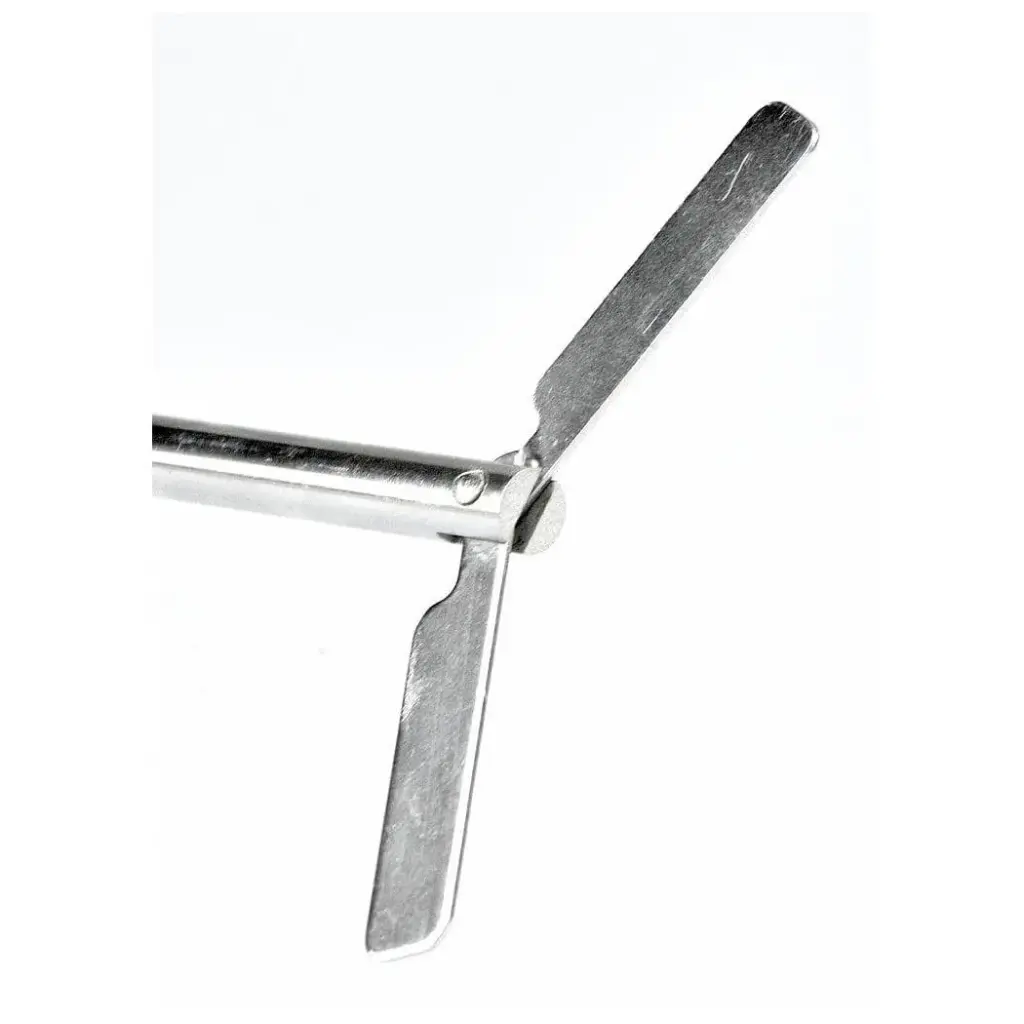 Centrifugal stirrer, 316L stainless steel. Shaft 400mm long x 8mm diameter. Impeller width 90mm.