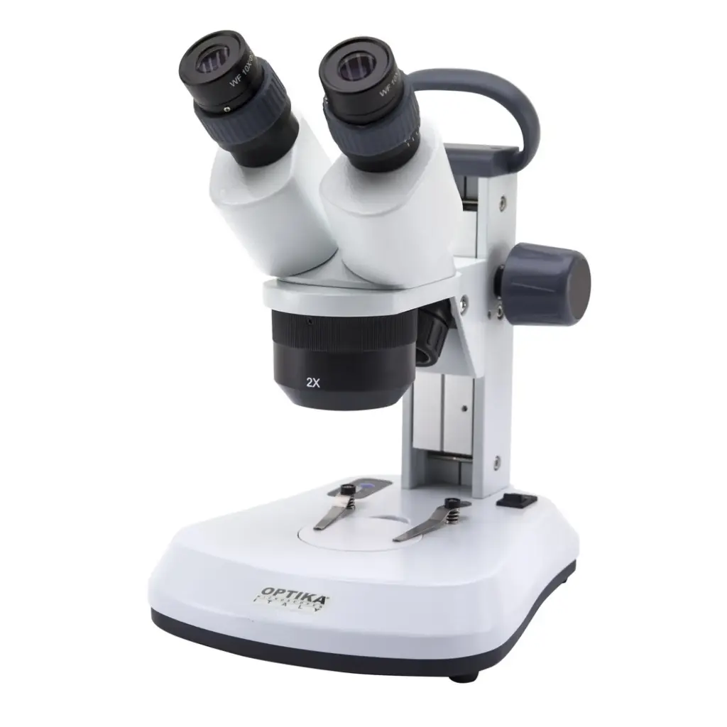 SFX Stereomicroscope, fixed arm, rotating head, 10x20x40x, touch panel, LED Incident & transmitted light, rechargeable batteries not included