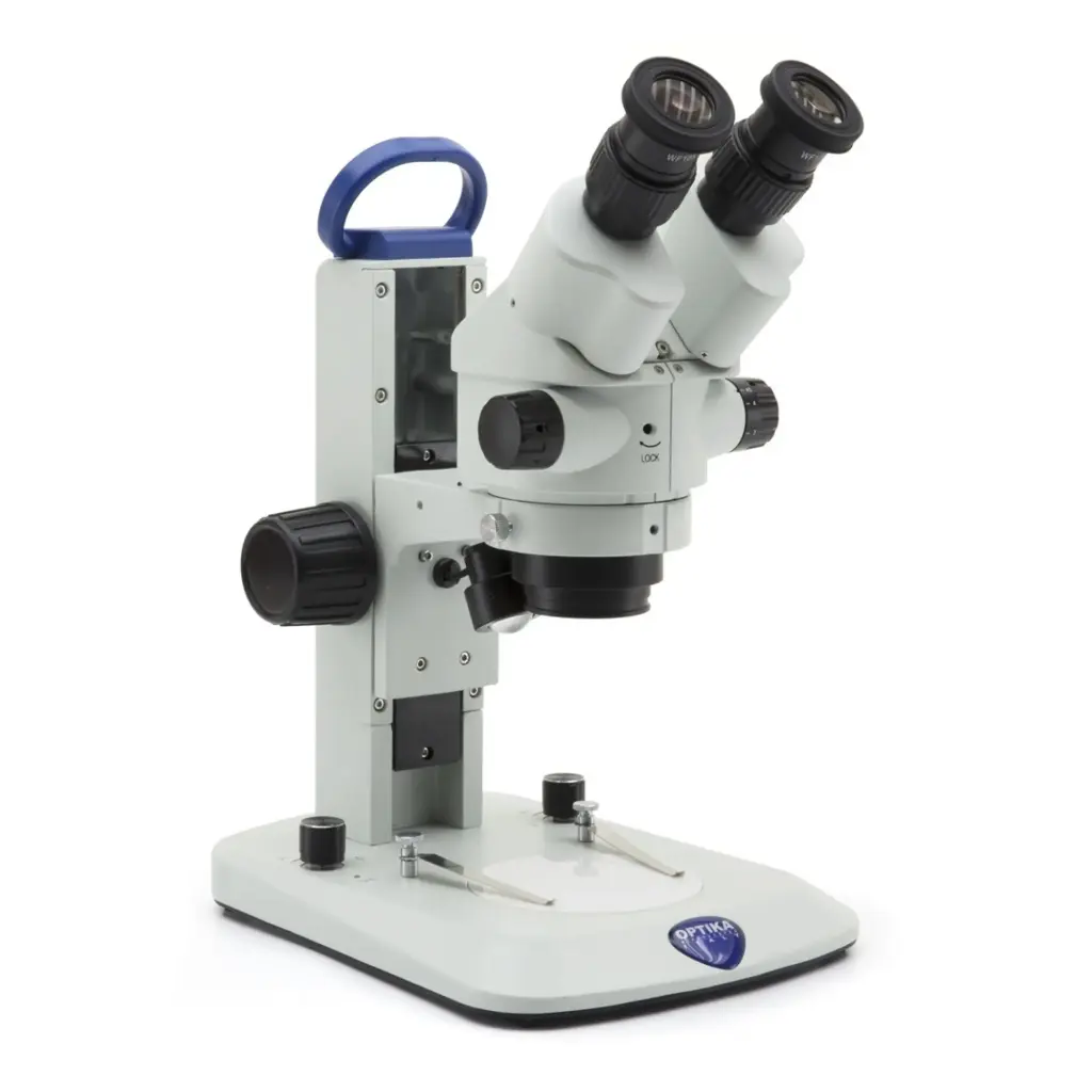 SLX Stereomicroscope 7x-45x, Zoom ratio 6.43:1, overhanging stand, rechargeable batteries not included