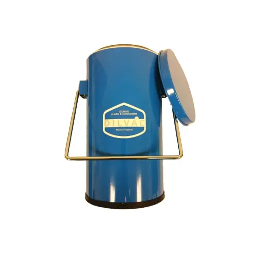 SCILOGEX DILVAC Blue Metal Cased Dewar Flasks, lids, no lid-clamps