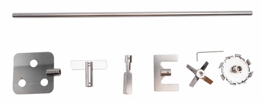 [18900743] Contains one rod, six stirring blades - Propeller stirrer, Paddle stirrer, Centrifugal stirrer, Flat-blade stirrer, Radial-flow stirrer, Anchor stirrer and assembly tool