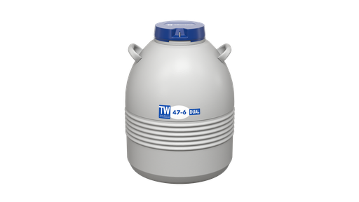 [TW 47-6 DUAL] Taylor Wharton by IC Biomedical – 47-6 Dual Series Small LN2 Freezer/Dry Shipper (Capacity: 3900 x 1/2cc Straws)