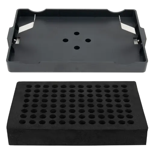[18901360] Microplate Clamp and Foam Tube Holder for 96-well (full skirt PCR plates, cell culture plates, enzyme-linked immunosorbent assay plates, deep well plates, etc. Half skirt/no skirt PCR plates