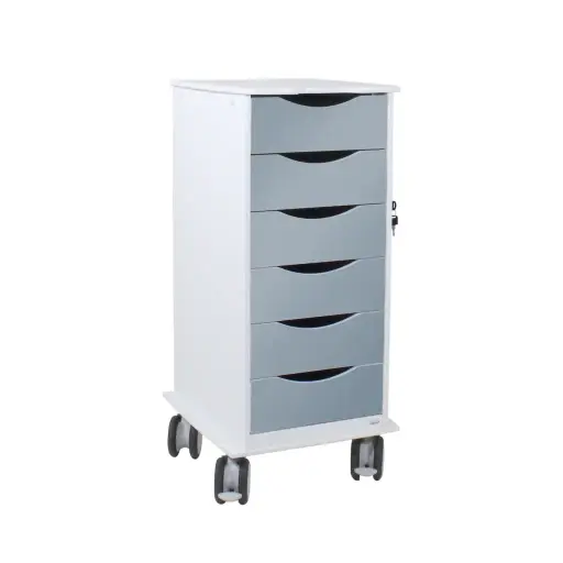 [54047] Core SP Cart with 6 Silver Metallic Drawers