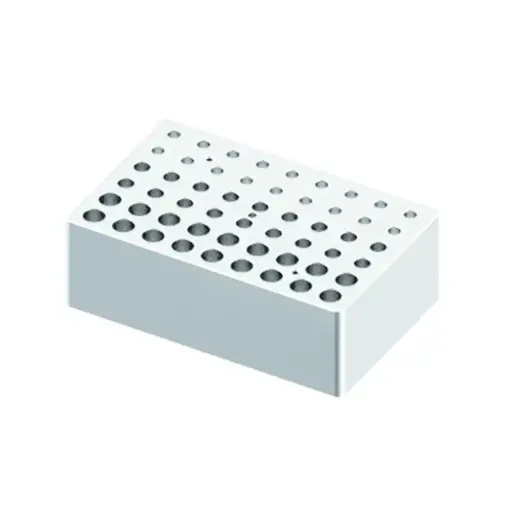[18900224] Block, used for 0.2mL, 0.5mL and 1.5/2mL tubes, 18 holes each size (15 x 9.5 x 5cm)