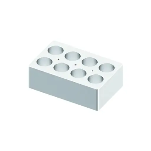 [18900222] Block, used for 50mL tubes, 8 holes (15 x 9.5 x 5cm)